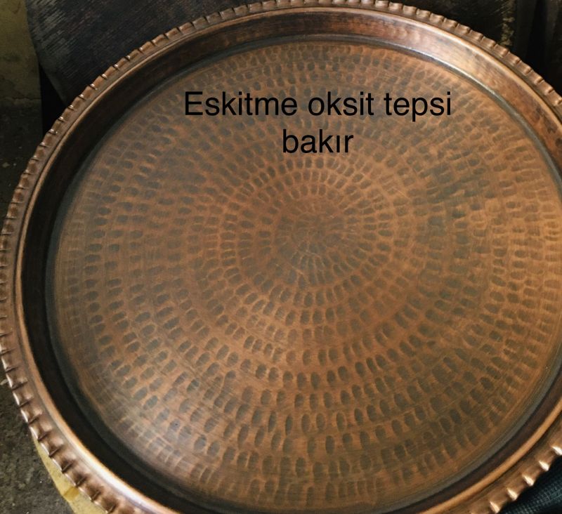 bakır eskitme servis tepsisi-40cm