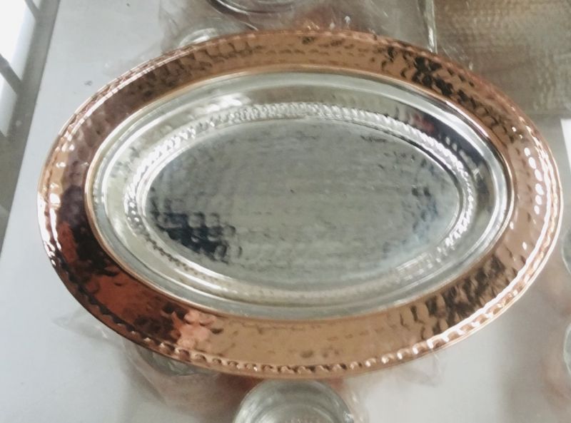 bakır oval tabak 25 cm- 2165